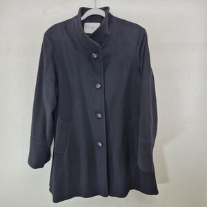 Fleurette Loro‎ Piana Italian Wool Coat Women's 12 Black Made in USA